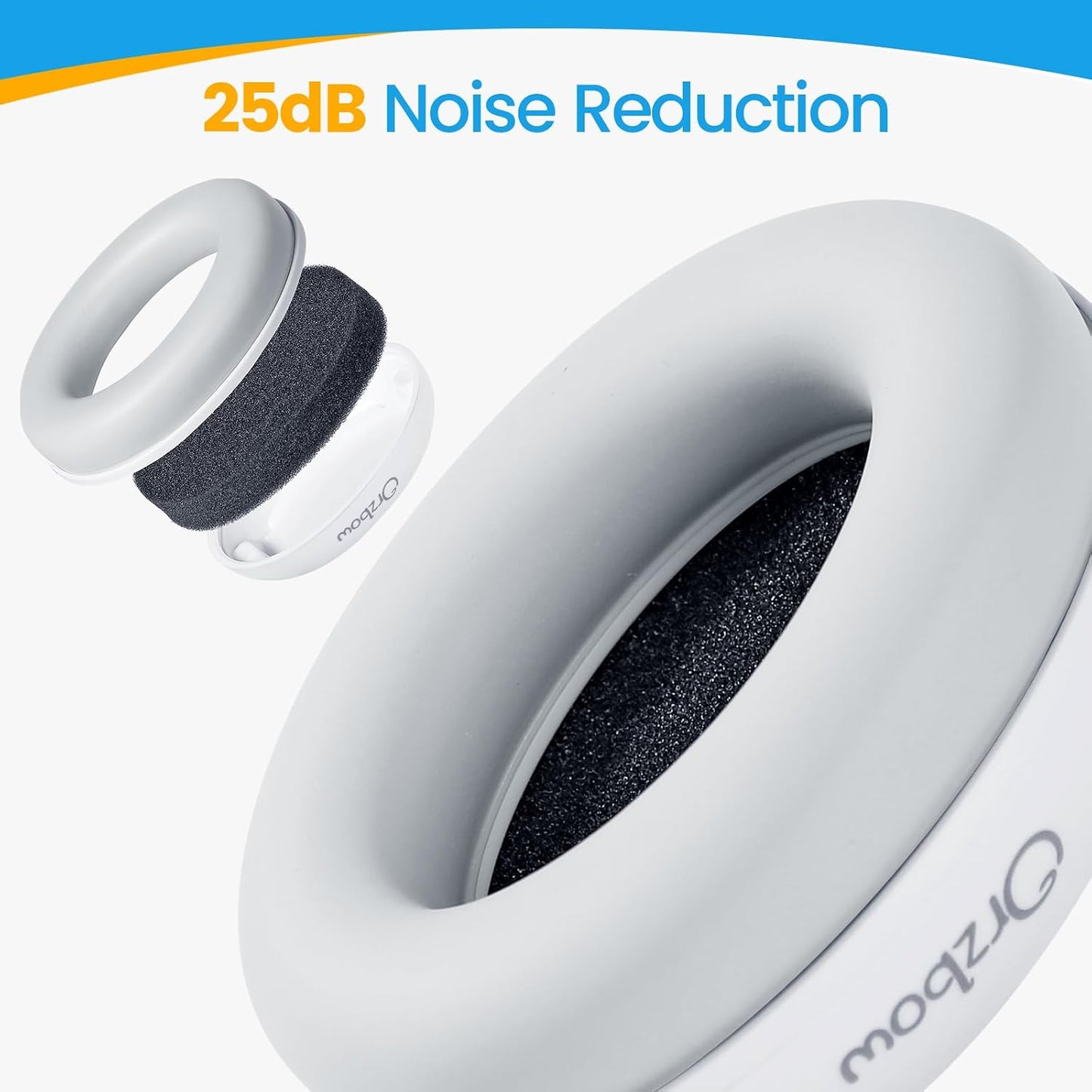 2-In-1 Baby Ear Muffs Noise Protection, Noise Cancelling Headphones for Babies up to 48 Months, Adjustable Infant Ear Protection with Non-Slip Band for Airplane Travel Sleep, White
