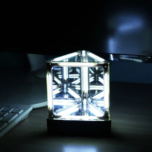 Maglev Technology Electronic Game Desktop Light Transparent Cube LED Lighting Technology Atmosphere Light Desktop Night Light